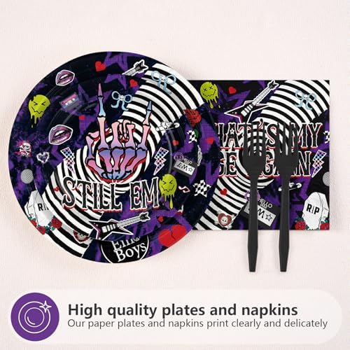 96Pcs Emo Birthday Party Decorations for Boys Halloween Serves 24 - Image 5