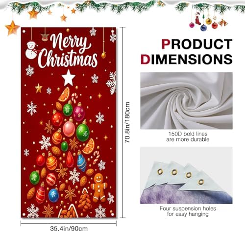BlissYard Door Cover Christmas Pine Tree 35x71 Inch Polyester - Image 6