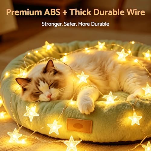 Star String Lights Twinkle Lights Battery Operated, 17 ft 50 LEDs Classroom Decor Fairy Lights, String Lights Battery Powered for Kids Bedroom Wedding Mantel Patio Dorm Decor, Warm White - Image 5