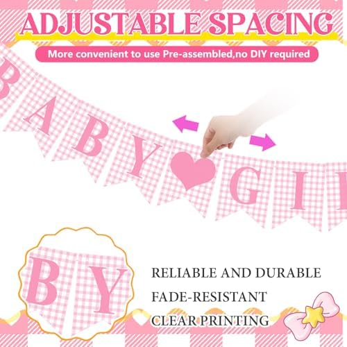 Hahafelt Welcome Baby Girl Banner for Baby Shower Decorations, Pink - Image 4