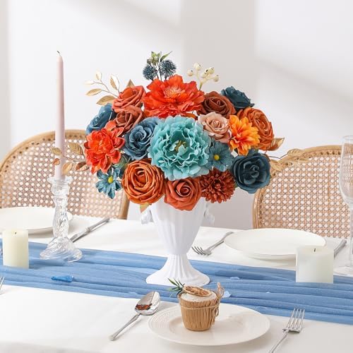 Floweroyal Artificial Flowers Fake Rose Flowers Dahlia with Stems for DIY Wedding Bridal Bouquets, Baby Shower, Floral Arrangement, Table Centerpieces, Home Decorations - Image 7