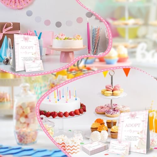 One Silly Goose Birthday Decor,Adopt a Goose Party Favor,Pink First Birthday Party Games & Activities 50 Cards and Sign for One Year Old Girls Newborn Baby Shower First Bday Party Supplies - Image 5