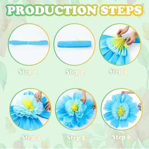 Giegxin 6 Pcs 31.5", 24" Mexican Giant Tissue Paper Flower for Wall Pom Pom - Image 4