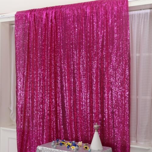 Poise3EHome Sequin Backdrop Curtain, 10Ft x 10Ft Hot Pink Glitter Photography Background Curtains, Sequence Backdrop Drapes for Wedding Party Festival Decor - Image 2