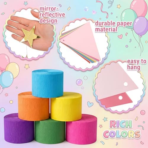 Frienda 14 Pcs Rainbow Party Decorations Set for Fancy Birthday Party - Image 3