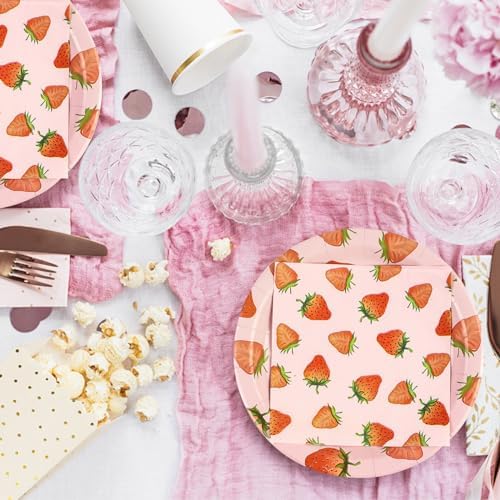 40PCS Strawberry Birthday Paper Plates and Napkins Party Set - Image 4