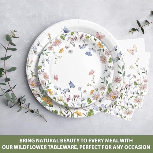 AUDREE Party Plates and Napkins, Wildflower 96 Pack - Set for 24 Guests - Image 5
