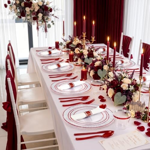 Ciaell 350 Piece Red Plastic Plates for Weddings Parties - Image 6
