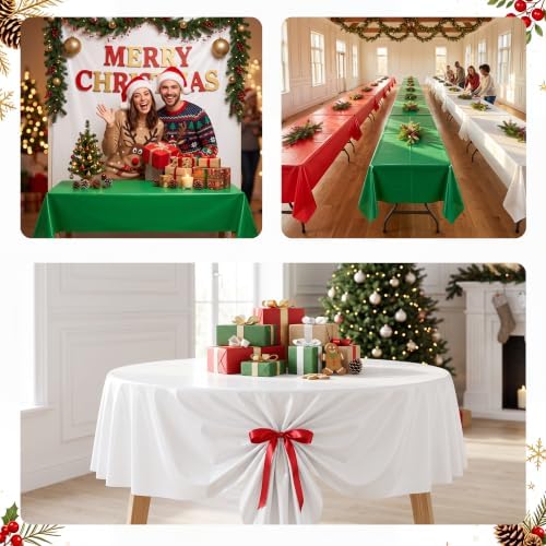 3 Roll 100FT x 54IN Christmas Plastic Tablecloth Roll with Slide Cutter Box - Image 3