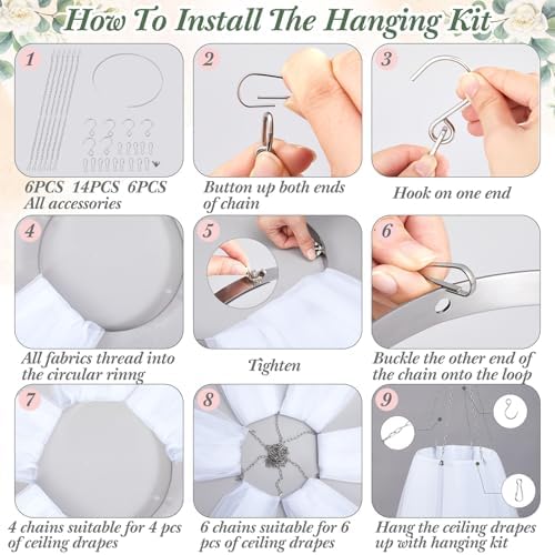 Breling Wedding Ceiling Drape Kit 12in 60" w X120 L Diameter - Image 6