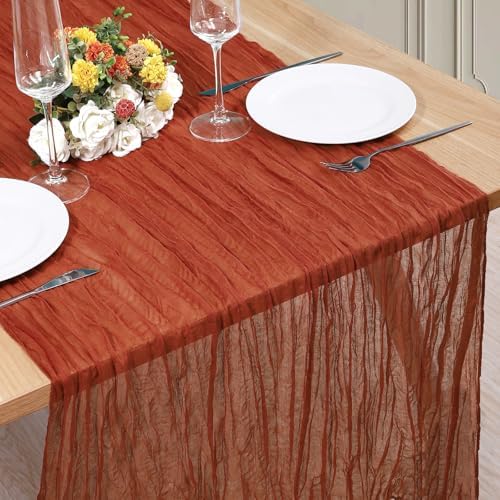 1 Pack Cheesecloth Table Runner 10Ft Christmas Gauze Boho Table Runners for Wedding Decor Bridal Shower Decorations(35" x 120") by Home