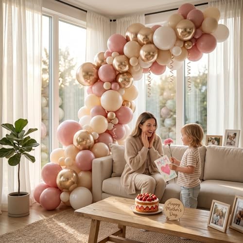 Dusty Pink Balloons, 60 Pcs Pink and White Balloon for Birthday Decorations - Image 4