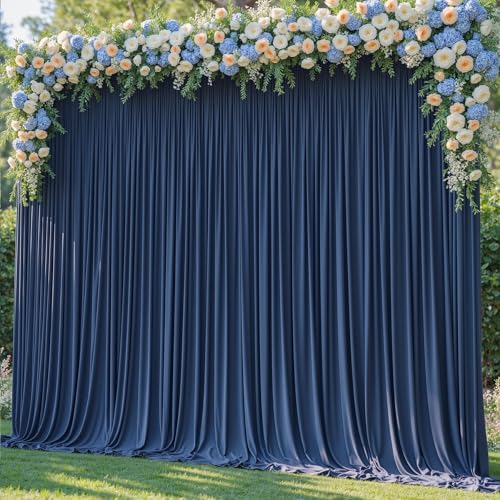 20x12ft Navy Blue Backdrop Curtain Panels for Parties - Wrinkle Free Polyester Photo Curtain Backdrop Wedding Back Drop Fabric Drapes for Party Decorations Background for Photography by WishCare