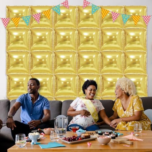 36 Piece XL Gold and Silver Square Foil Balloons Wall Screen Double Sided Square Balloon Screen Tunnel Arch Kit Mylar for Baby Shower Graduation Prom Birthday Party Decorations - Image 4