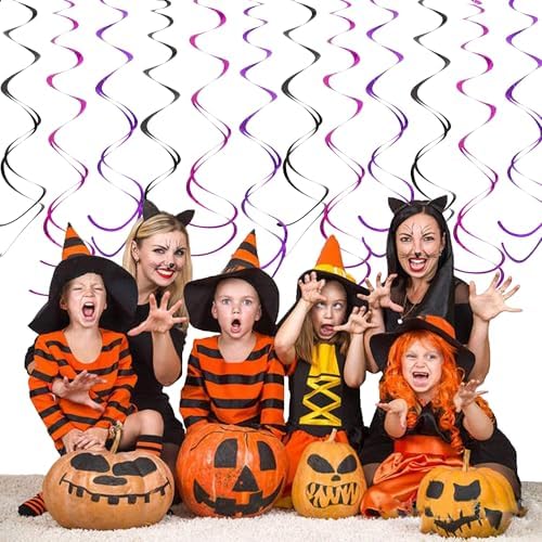 BEISHIDA 30Pcs Black Purple Pink Hanging Swirls Halloween Birthday Decor - Image 4