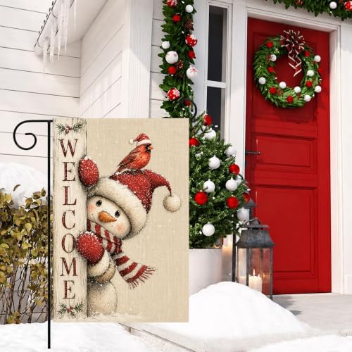 Christmas Snowman Welcome Cardinal Garden Flag Double-Sided Lawn Decor - Image 4