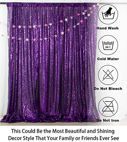 ShinyBeauty Sequin Backdrop 8ftx10ft Royal Purple Sequin Fabric Drapes Sparkle Backdrops for Photoshoot Glitter Curtain for Birthday Party Background - Image 5