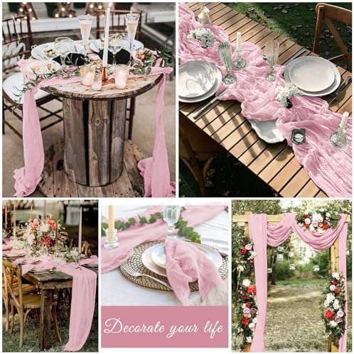 20 Pack Cheesecloth Table Runner 20 x 120 Inch, Light Pink - Image 7