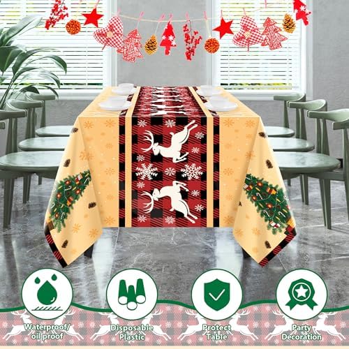 OHOME Christmas Party Decorations - Christmas Tablecloth | Xmas Decorations Party Favors Supplies for Door Table Decor Backdrop Banner Indoor Outdoor,2 Pack - Image 3