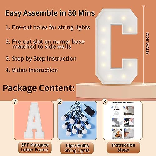 3FT Marquee Letters, Large Light Up Letters C for Hoco Party Decor - Image 5