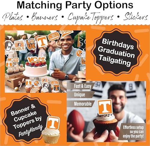 Tennessee Vols Party Supplies, Decorations, Plates & Napkins UT Decor 37 Pc - Image 6