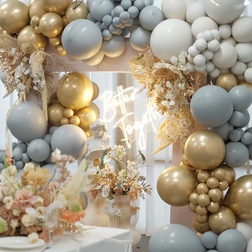 Voircoloria 105pcs Light Gray Party Latex Balloons, 12inch - Image 4