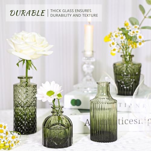SUPMIND Glass Bud Vase Set of 24, Small Green Flower Vases for Centerpieces - Image 4