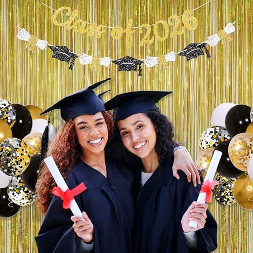 Melsan Gold Foil Curtain Backdrop for Birthday Decorations, 2 Pack - Image 2