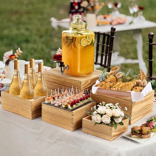 8-Pack Pine Wood Buffet Risers, Multi-Size Food Display Stands - Image 7