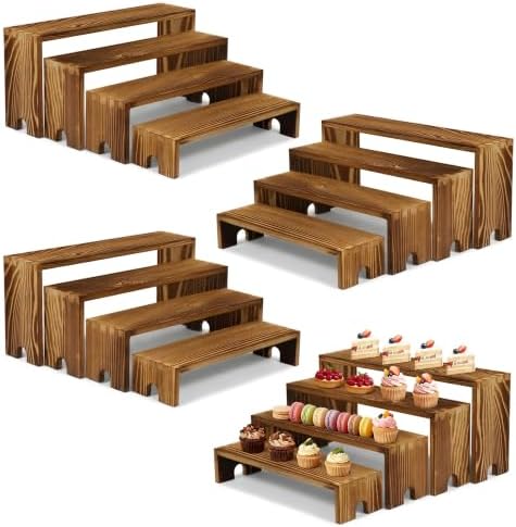 4 Set Wood Display Risers, Stackable Cupcake Stand for Party Dessert Table by Unknown