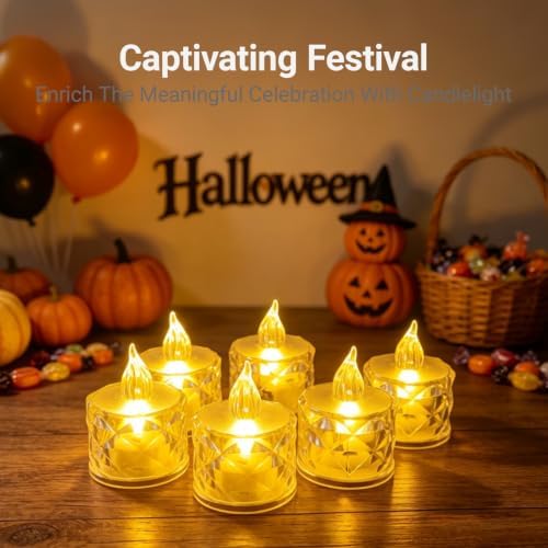 12pcs Flameless Candle Battery Operatted, Led Crystal Candle Lights, 100+Hours Fake Electeic Tealight Candles for Votive Valentines Anniversary Wedding Christmas Table Decorations - Image 5