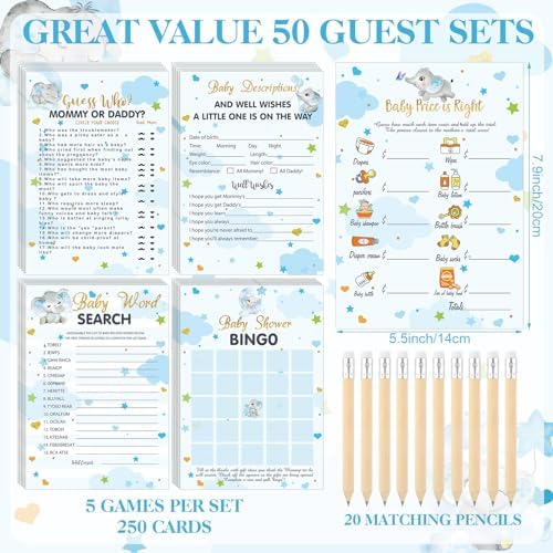 Patelai 321 Pcs Elephant Baby Shower Decorations Games Supplies for boy - Image 5