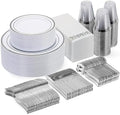 Goodluck 350 Pcs Silver Dinnerware Sets for 50 Guests, Disposable Plate Set by GoodLuck