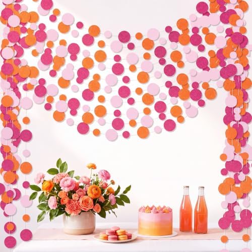 Outus 10 Pieces Dot Garland Banner Hanging, Pink and Orange by Outus