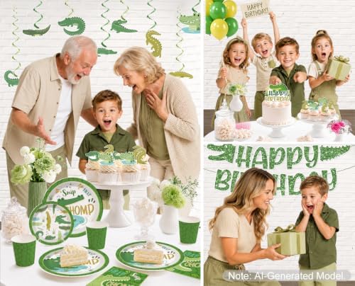 167pcs Alligator Birthday Decorations Tableware Set, for 20 Guests - Image 7