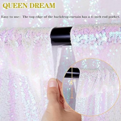 White Iridescent Sequin Backdrop 7ft x 7ft Glitter Photo Booth Backdrop - Image 5