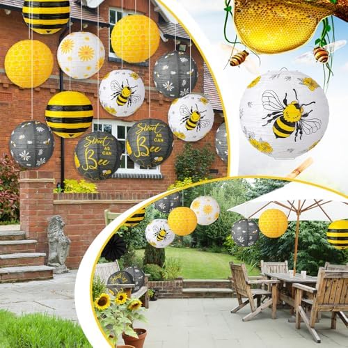 Panelee 12 Pcs Bee Party Decorations Paper Lanterns 8 Inch - Image 6