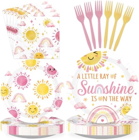 96Pcs Sunshine Baby Shower Decorations Girl Party Supplies Serves 24 by Greencian