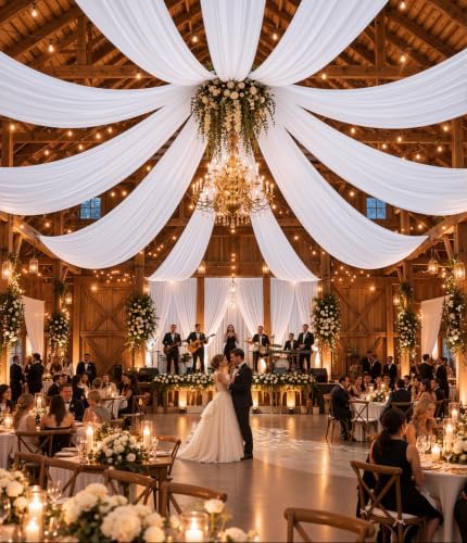 50ftx30ft White Ceiling Drapes for Wedding Parties - Image 3