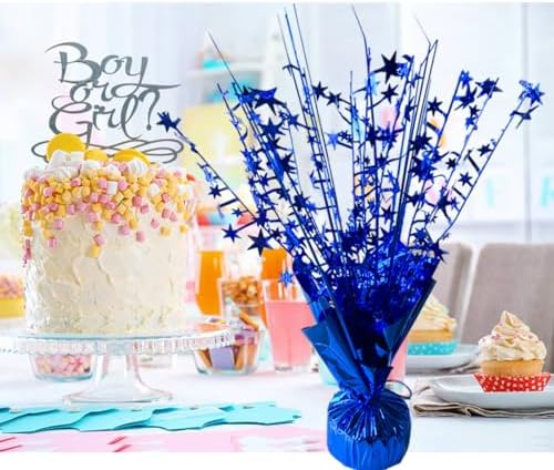FUBININA 6 Pack Metallic Foil Spray Centerpiece Star Table Decoration Burst Glitter Tabletop Centerpieces for Birthday Christmas New Years Nye Wedding Graduation Holiday Party Supplies Decor, Blue - Image 6