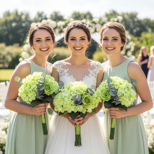 Auihiay 64Pcs Green Hydrangea Flowers, Silk Hydrangeas - Image 5