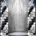 2 Sets Black Silver Balloon Column Stand Kit 3.3 X 6.6 ft Silver Photo Backdrop With Black Silver Confetti Balloons Balloon Tower Stand for Wedding Birthday Holiday Party Retirement Anniversary by EYNDYN