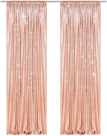PartyDelight Rose Gold Sequin Backdrop Curtains 2x8ft 2 Panels - Image 5