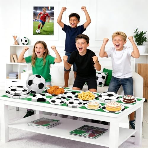 180Pcs Soccer Party Supplies Paper Plates and Napkins Serve 60 - Image 7