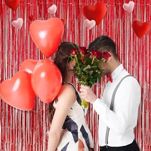 BRAVESHINE Red Streamers Party Backdrop | Foil Curtain | Halloween Decor - Image 3