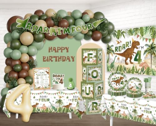 cocomigo 267pcs Roar im 4 Dinosaur Party Decorations Boy Set, for 25 Guests - Image 3