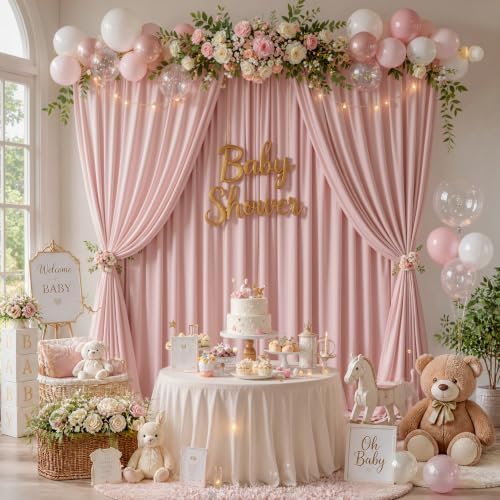 20ft x 12ft Dusty Pink Backdrop Curtains for Parties, Wrinkle Free 4 Panels Photo Backdrop Drapes Back Drop Cloth for Wedding Birthday Photography Background Decor - Image 7