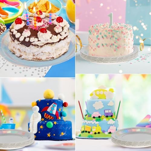 200 pieces of silver party supplies, disposable tableware set, silver paper plates, cups, napkins, plastic knives, forks and spoons, for 25 people - Image 5