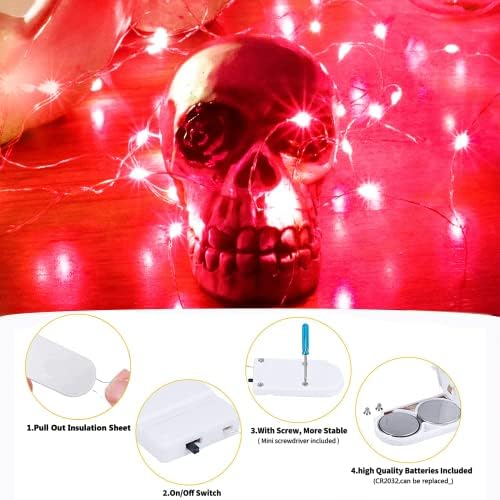 SmilingTown 15 Packs 20 Led Red Fairy Lights Battery Operated 6.6ft Silver String Lights Waterproof Firefly Starry Light for Bedroom Dorm DIY Table Centerpieces Halloween Christmas Party Decor - Image 6