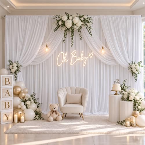 30x10FT White Backdrop Curtains for Parties, Wrinkle Free Drapes - Image 2